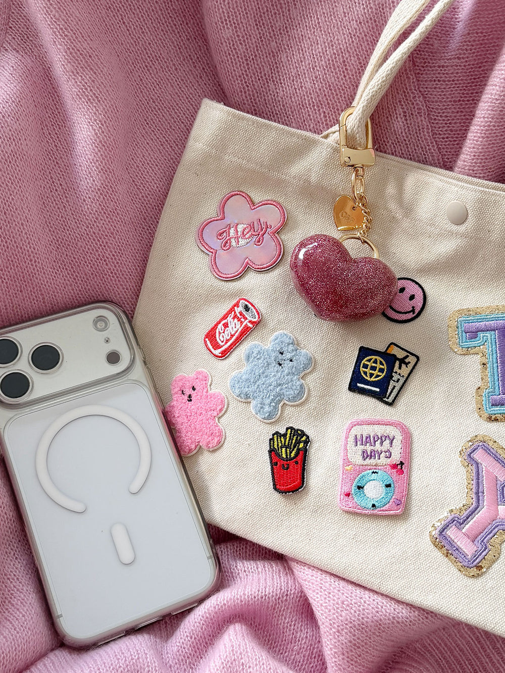 Olive & Piper Pink Glitter Cutie Heart Bag Charm