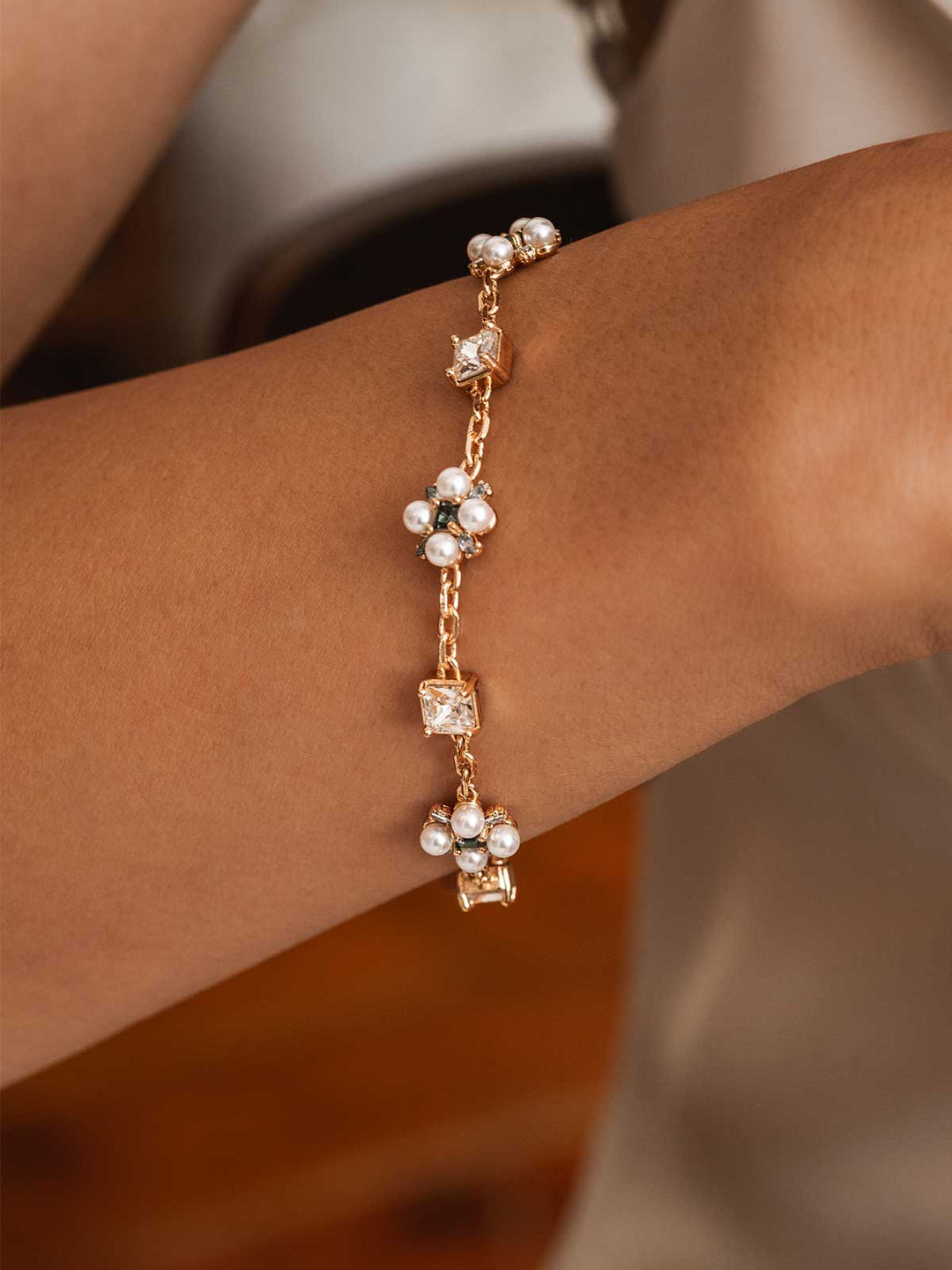 Olive & Piper Katerina Statement Bracelet - Blue and Pearl