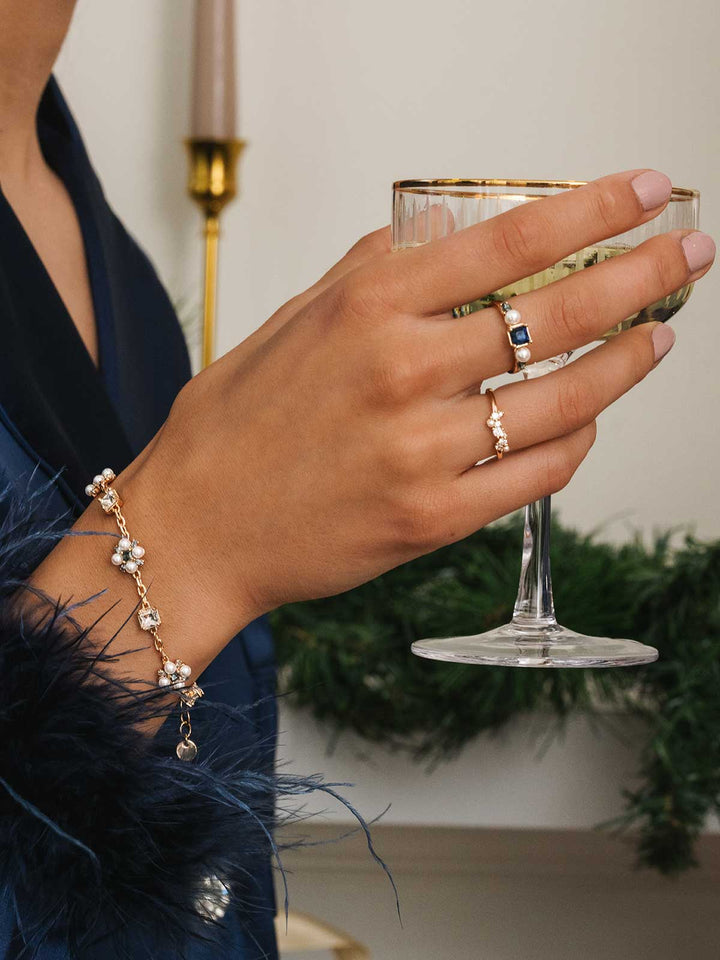 Olive & Piper Marie Ring - Blue and Pearl