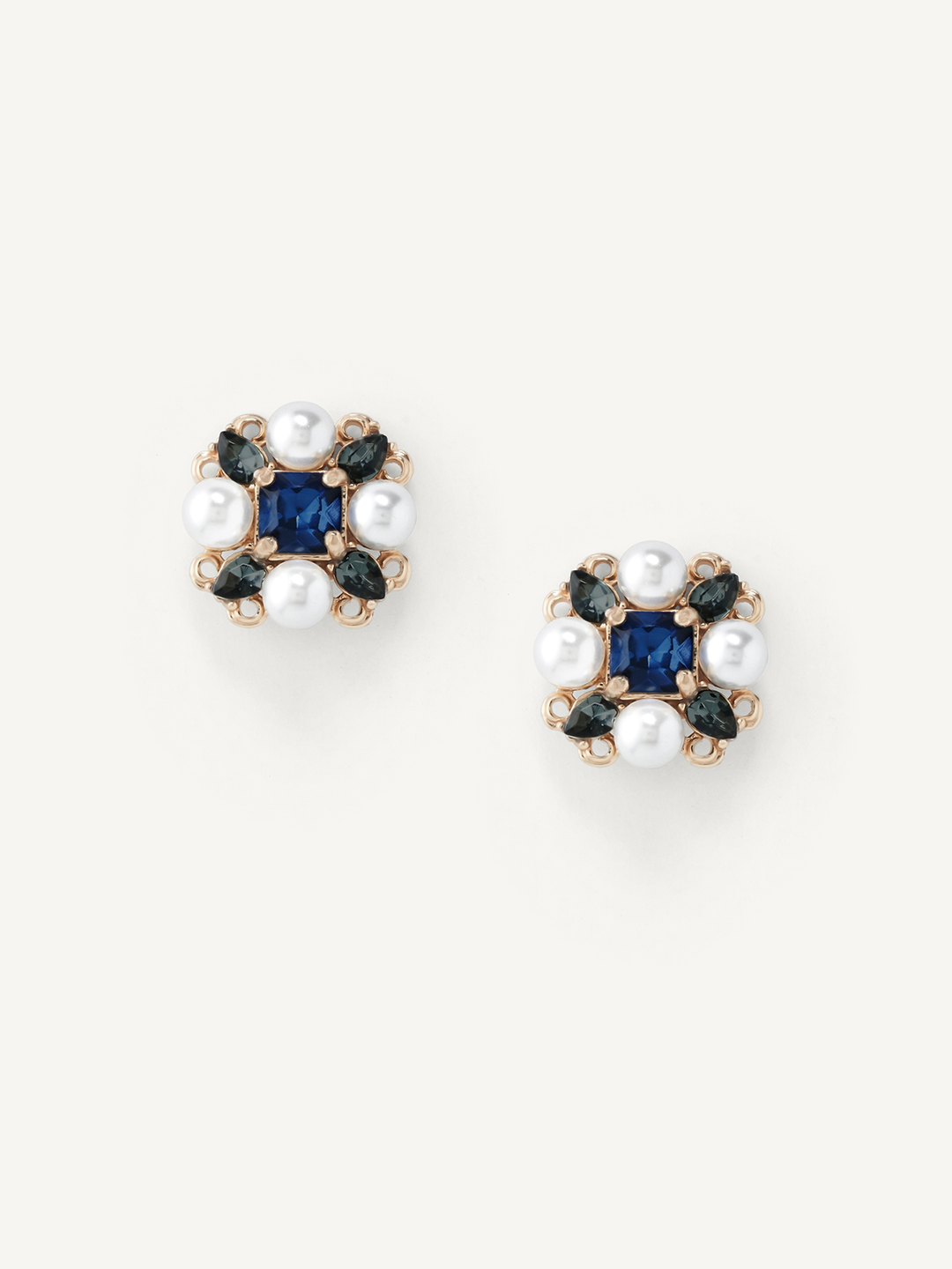 Olive & Piper Regina Vintage Studs - Pearl and Blue