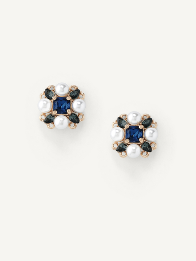 Olive & Piper Regina Vintage Studs - Pearl and Blue
