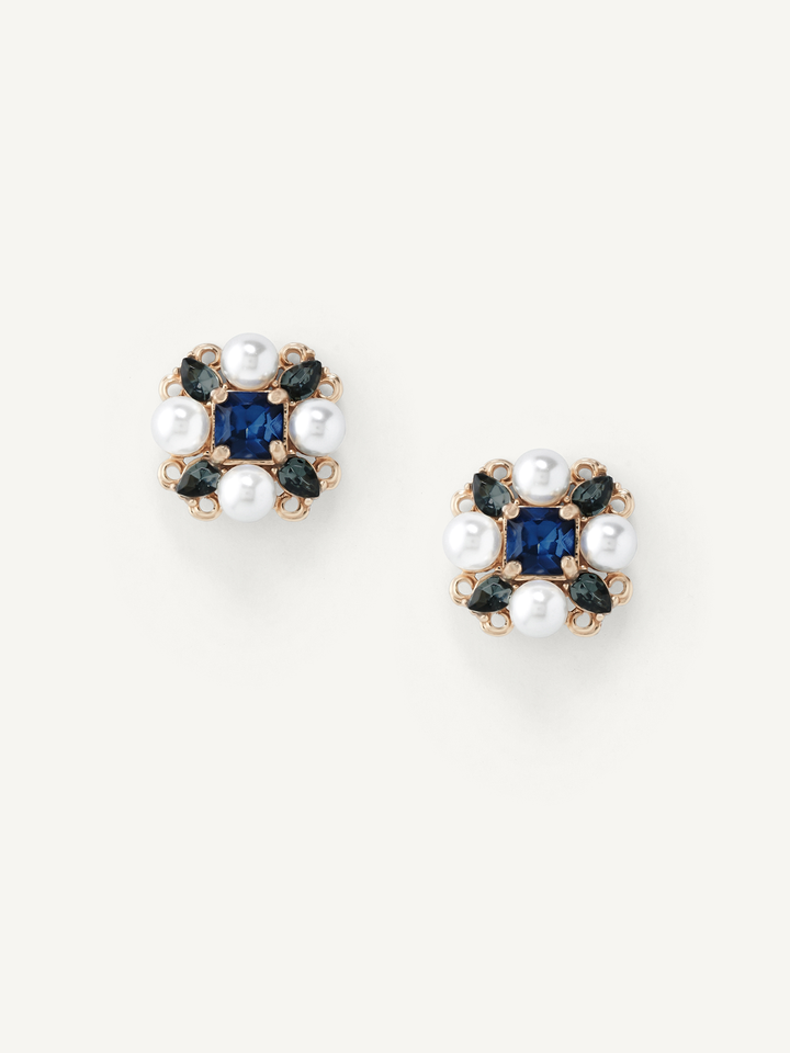 Olive & Piper Regina Vintage Studs - Pearl and Blue