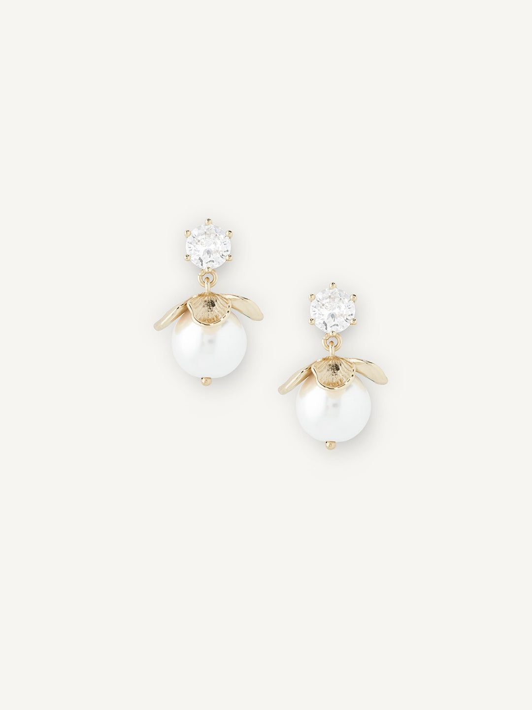 Petal flower and pearl drop earrings