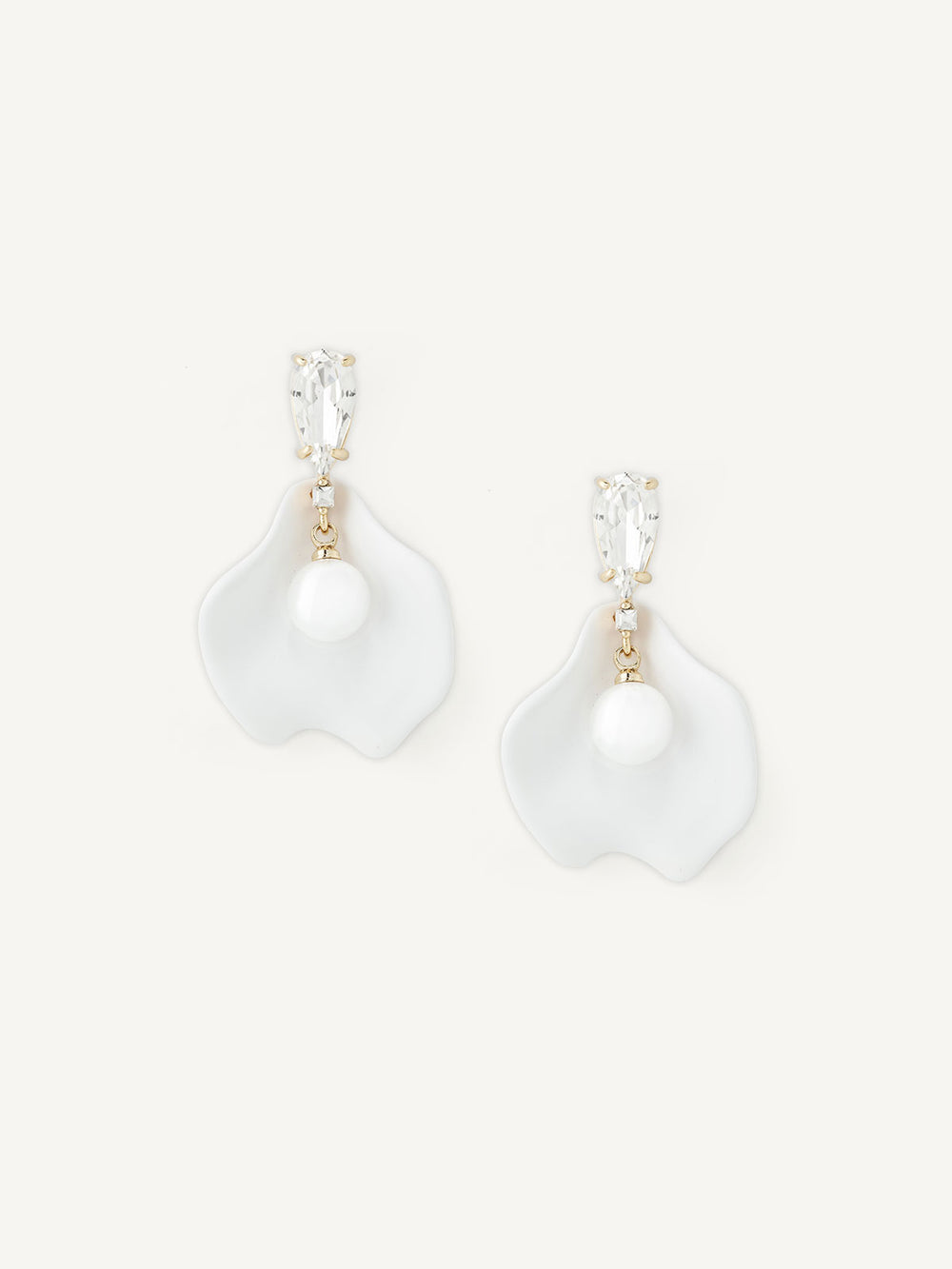 Pair of pearl earrings on a white background
