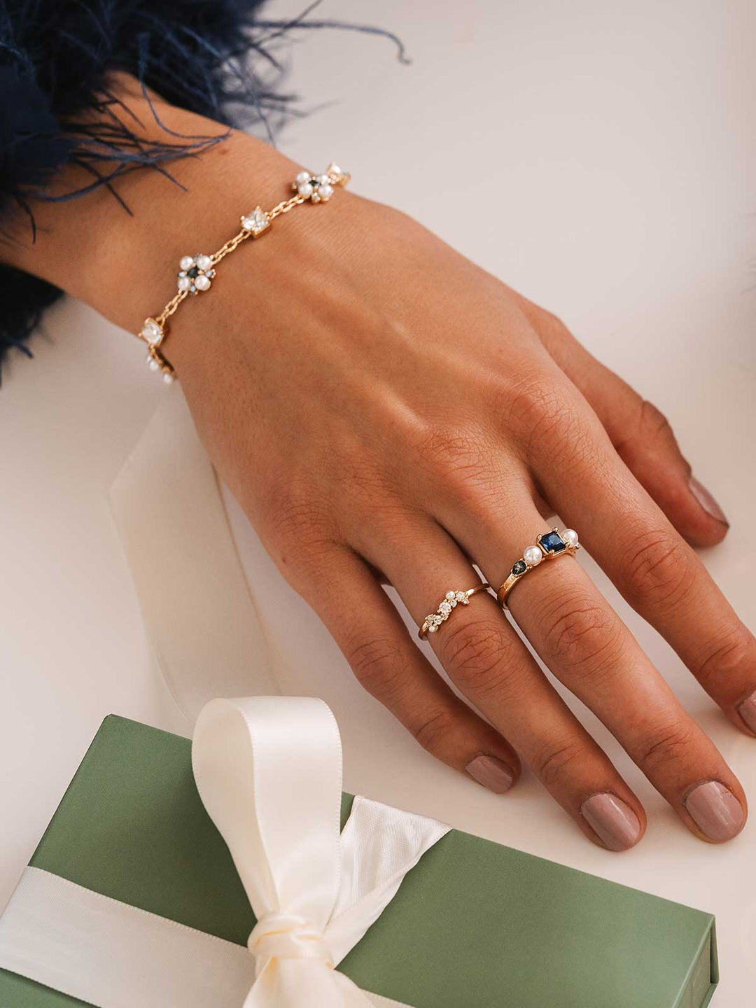 Olive & Piper Marie Ring - Blue and Pearl