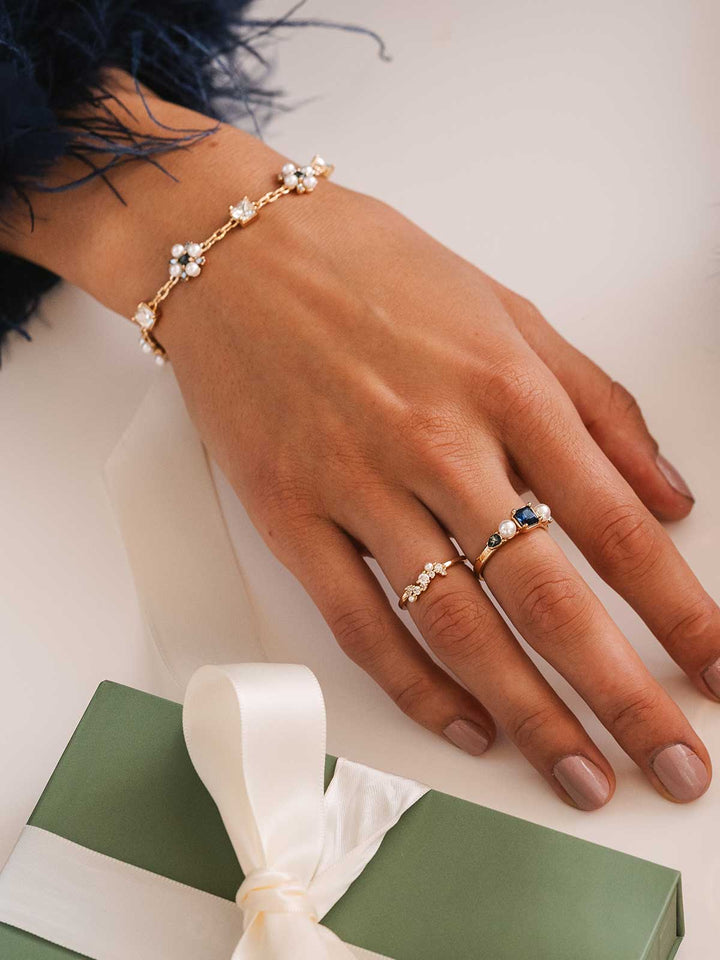 Olive & Piper Marie Ring - Blue and Pearl