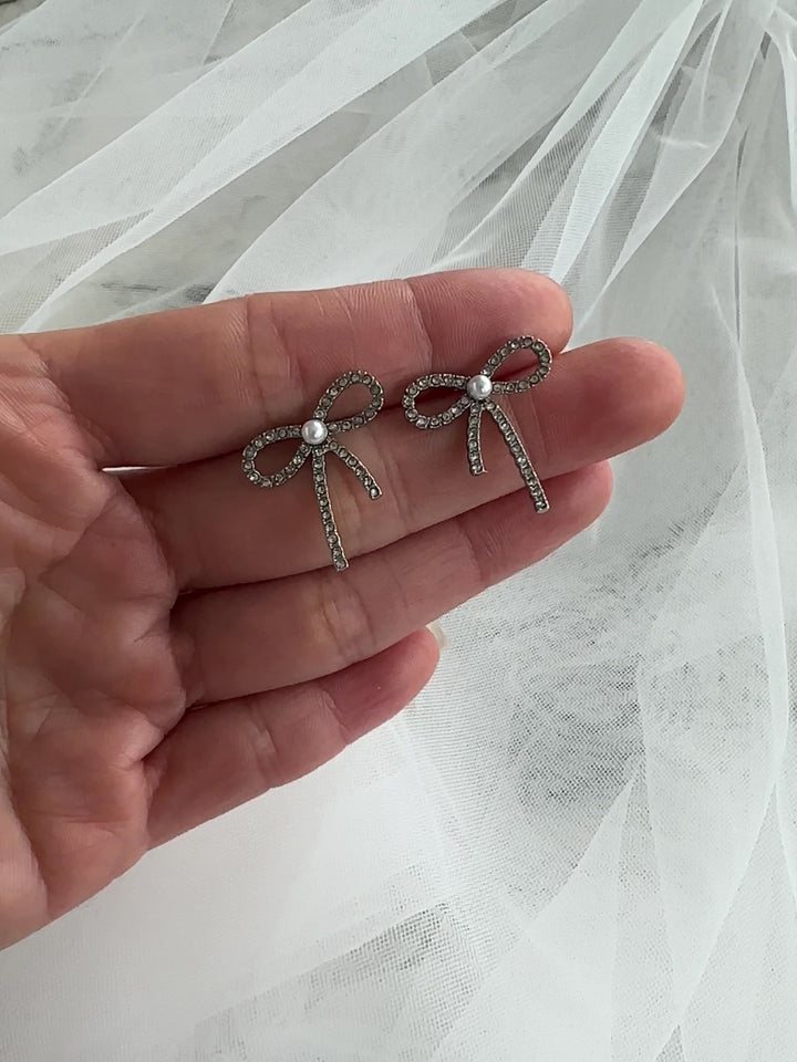 Olive & Piper Lolita Bow Earrings - Silver