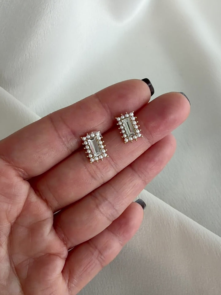 Olive & Piper Clear and Pearl Velina Studs