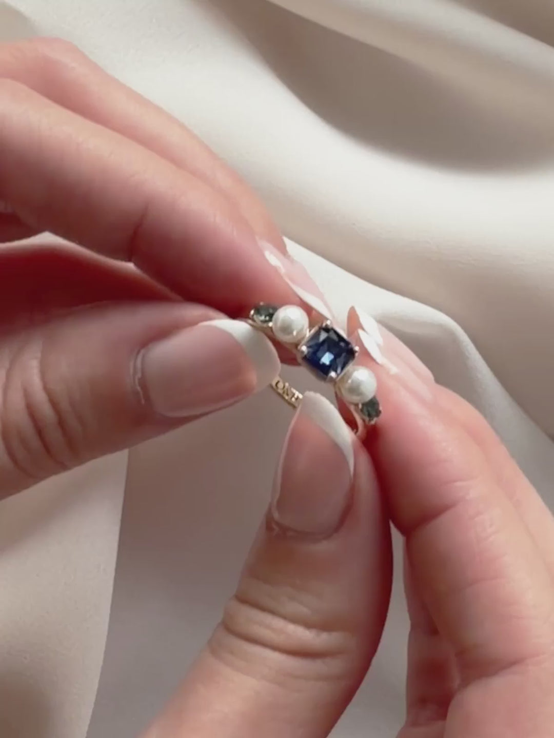 Olive & Piper Marie Ring - Blue and Pearl