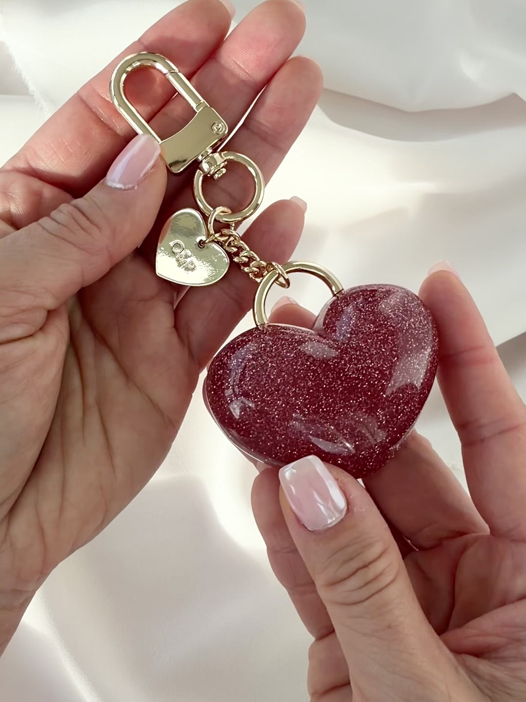 Olive & Piper Pink Glitter Cutie Heart Bag Charm