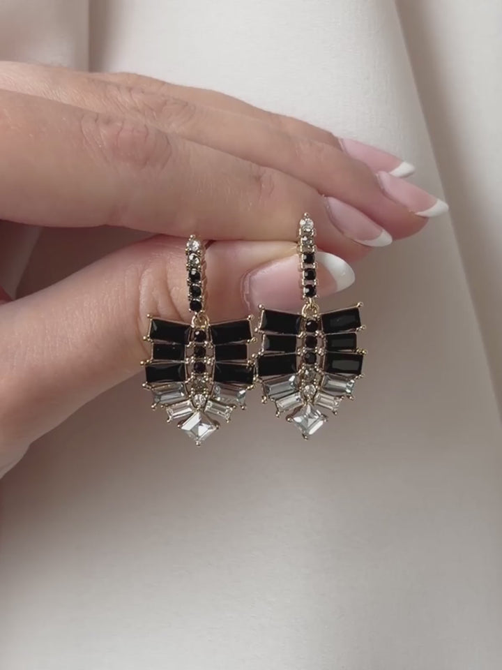 Olive & Piper Astaire Black and Clear Drop Earrings