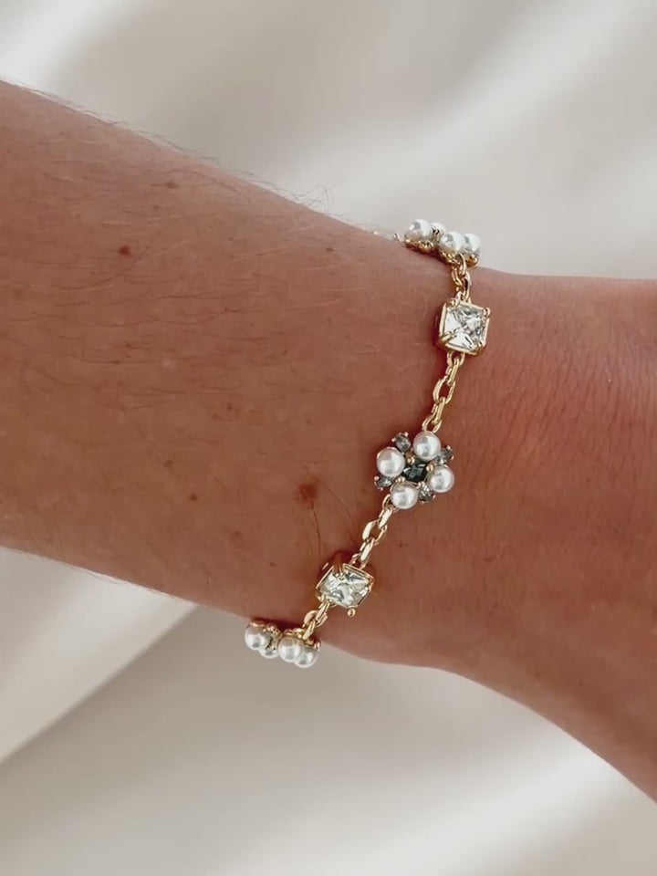 Olive & Piper Katerina Statement Bracelet - Blue and Pearl