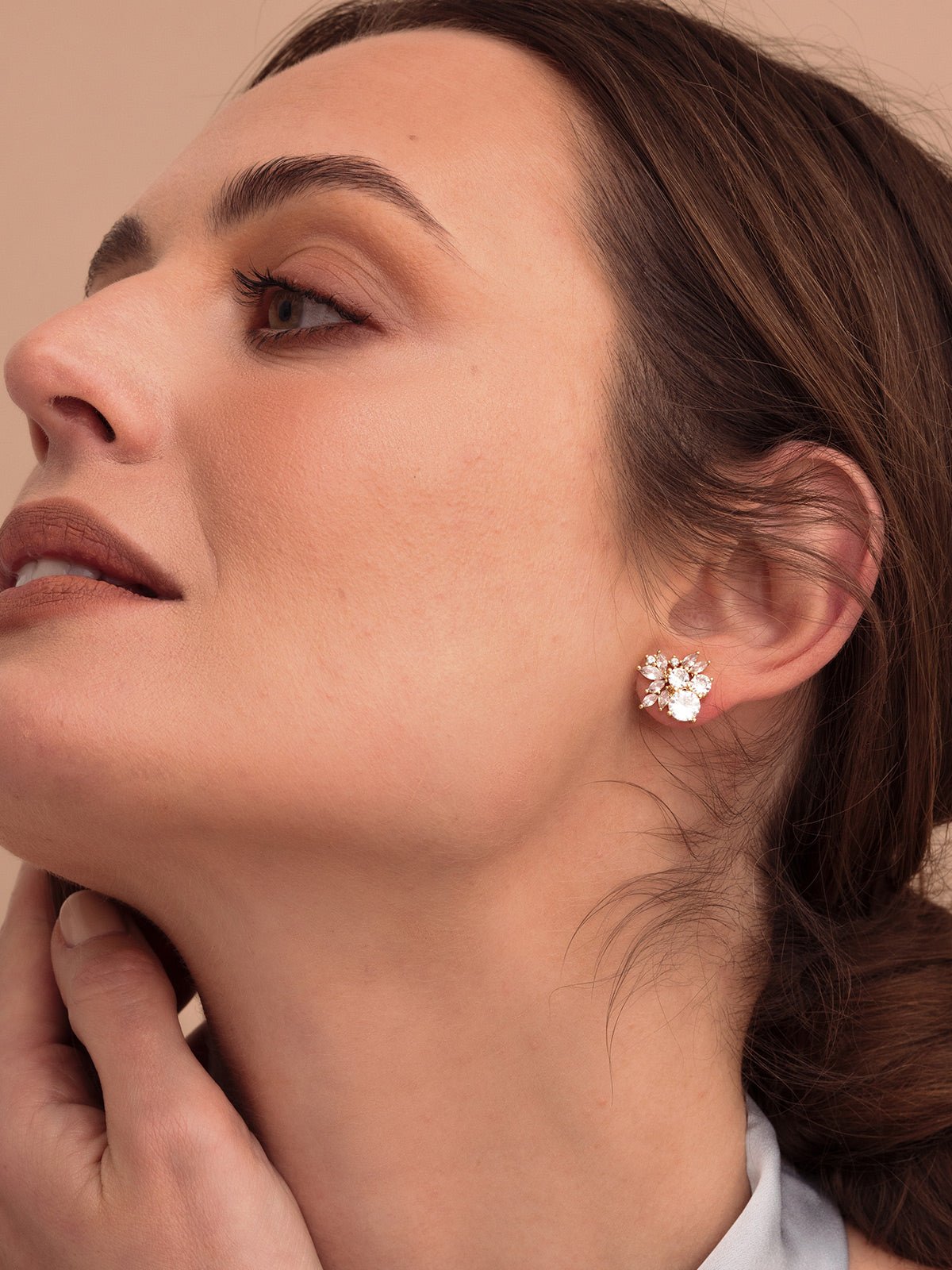 Carlton London Gold Plated CZ Studded Contemporary Stud Earrings For W   Carlton London Online