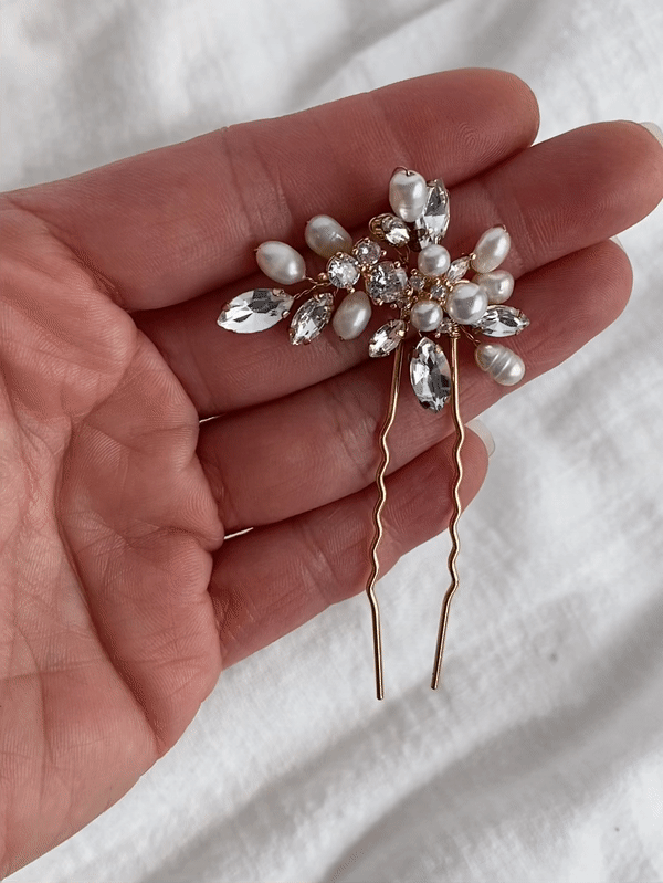 Olive & Piper Zoe Pearl Hair Pin Gold